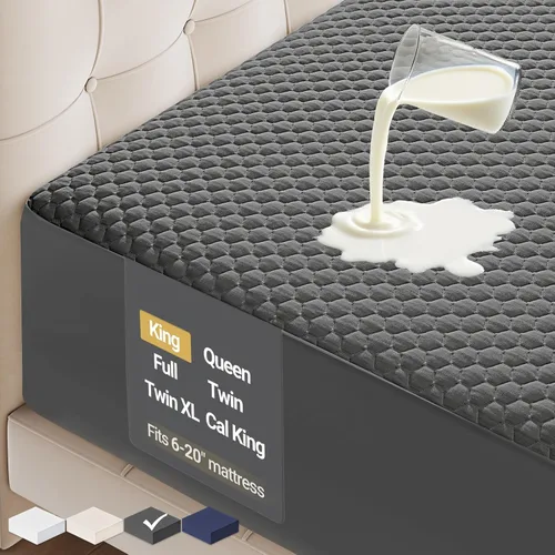 Vista 12 de OhGeni - Protector de colchón 100% impermeable, matrimonial, para colchones 6-20" con esquinas profundas, suave, silencioso, lavable a máquina