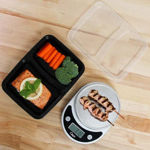 Vista 5 de Freshware Contenedores de preparación de comidas [50 unidades] 2 compartimentos con tapas, contenedores de almacenamiento de alimentos, caja Bento