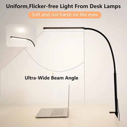 Vista 7 de Lámpara de escritorio LED para oficina en casa, luz de escritorio ajustable y flexible para el cuidado de los ojos con 5 modos, 10 ajustes