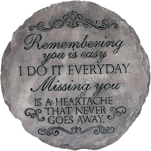 Vista 7 de Spoontiques - Decoración de jardín - Piedra de paso "Siempre en nuestros corazones" - Piedra decorativa para jardín