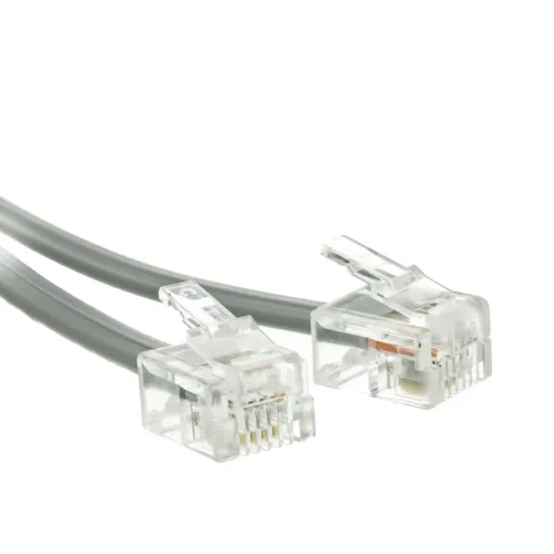 CableWholesale Cable telefónico de 14 pies para voz (VoIP), conectores RJ11 chapados en oro, 6P / 4C, satén plateado, 28AWG, reversa, cable de