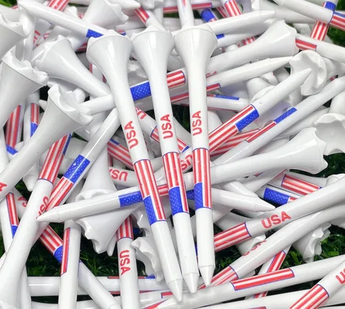 NorthPointe USA American Flag 3 ¼” Plastic Golf Tees - 100 Patriotic Golf Tees Plastic in Bulk