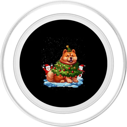 Vista 2 de Chow Chow Merry Christmas Tree Lights Dog X-Mas Dogs PopSockets MagSafe PopGrip for iPhone
