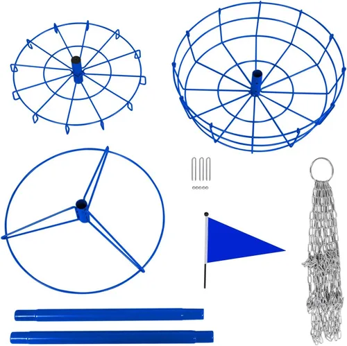 Vista 8 de Topeakmart Portable Disc Golf Basket 12-Chain Steel Practice Target Outdoor Azul