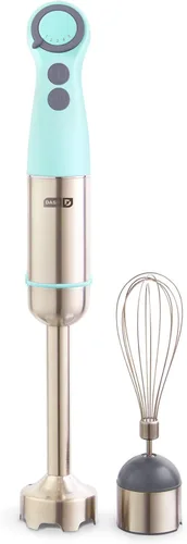 Dash Chef Series - Batidora de mano de inmersión de 5 velocidades con cuchillas de acero inoxidable, accesorio para batidora y guía de recetas -