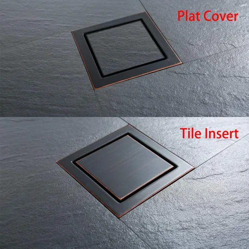 Vista 41 de RANDOM Drenaje de ducha redondo SUS304 de acero inoxidable dorado cepillado Drenaje de ducha de 4 pulgadas con brida de base de PVC ajustable