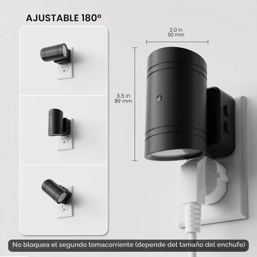 Vista 6 de Briignite - Luces nocturnas enchufables a la pared, luz nocturna LED moderna 3CCT Negro giratorio-3CCT