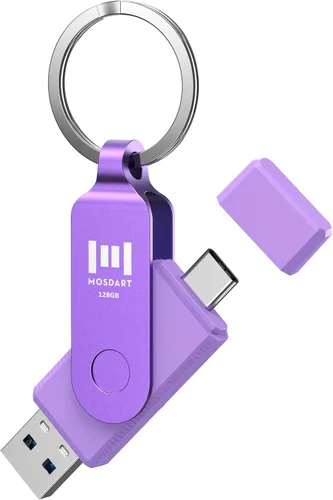 Vista 32 de MOSDART ExFAT - Memoria USB C 3.2 de 64 GB de velocidad rápida C y A, con llavero e indicador LED, para iPhone 15, 16, 17, teléfono Android, iPad