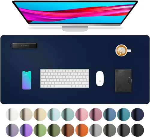 Vista 33 de Aothia - Protector de escritorio de cuero sintético impermeable y antideslizante para laptop, escritura y mouse, para oficina y hogar, 23.6 x 13.7