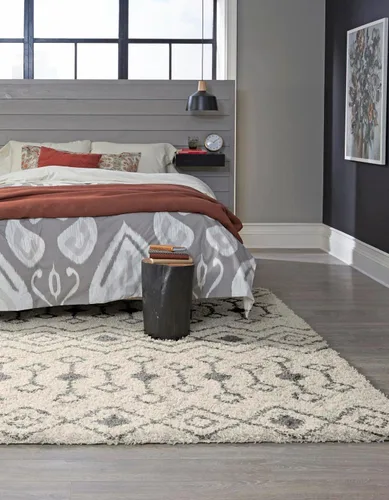 Vista 39 de Unique Loom Alfombra marroquí Trellis Shag Collection - Meknes (2 x 5 pies 1 pulgada, color marfil/gris)