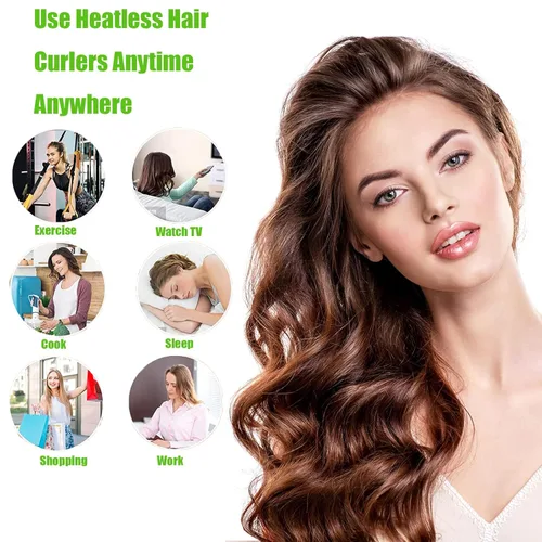Vista 4 de Diadema de barra rizadora sin calor, rizadores de pelo para dormir, cinta de rizo sin calor, rodillos de pelo para rizos de cabello largos