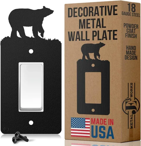 Vista 23 de Bear - Placa de pared dúplex individual (potencia única, negra) - Fabricado en Estados Unidos