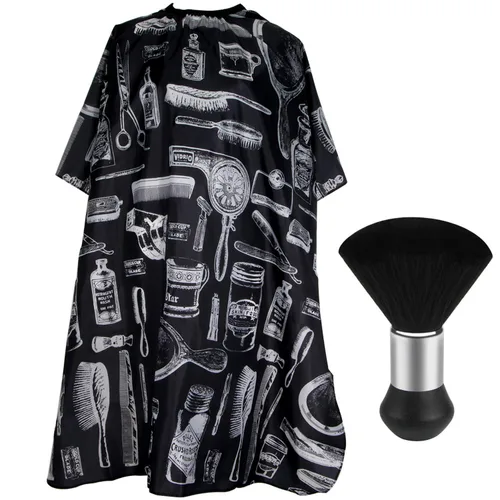Vista 11 de FEBSNOW Capa de peluquería profesional impermeable para corte de pelo, cepillo para cortar el pelo, kit de peluquería de barba de girasol negro