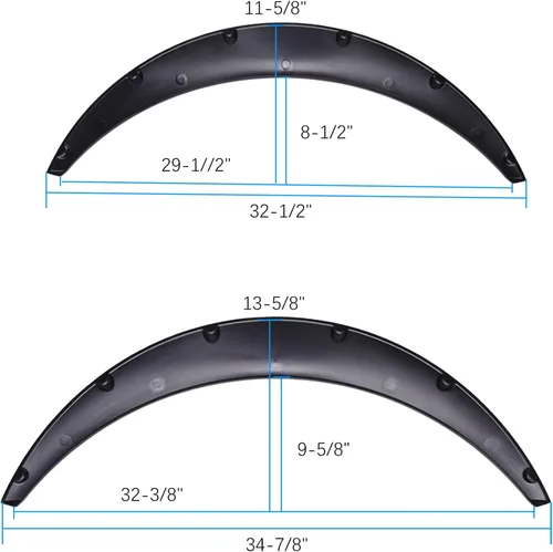 Vista 4 de Negro 4pcs 31.496 in 35.039 in Universal Exterior Fender Flares Flexible Car Body Kit Arcos de Rueda