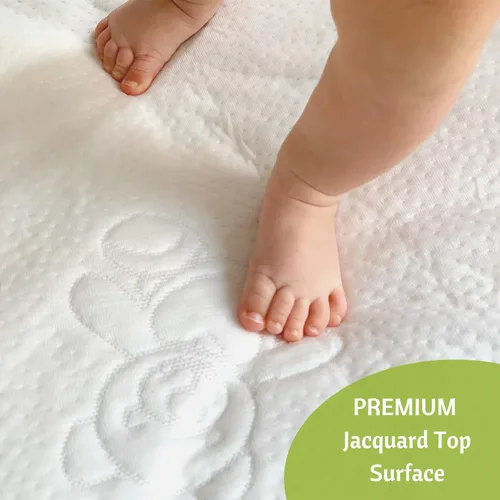 Vista 2 de Vesta Baby Protector de colchón para cuna, resistente al agua, suave jacquard, sábana bajera ajustable de rayón de bambú natural para bebés y niños