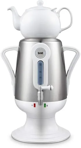 Vista 7 de SAKI Chaiovar Samovar Eléctrico - Tetera eléctrica de acero inoxidable de 4 litros, pantalla de temperatura, tetera grande de cerámica, protección