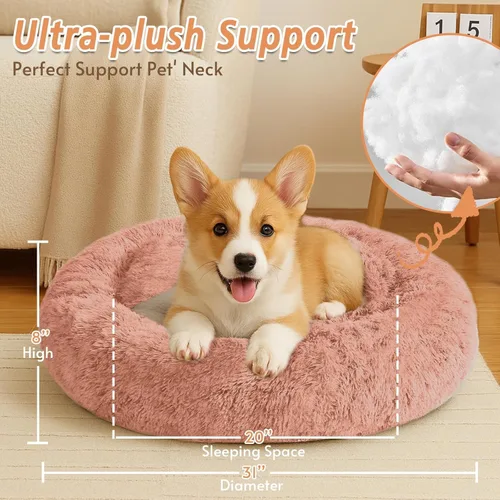 Vista 89 de JOLLYVOGUE Cama Calmante para Perros Pequeños - Cama para Perros Pequeños en Forma de Dona Lavable de 23 Pulgadas para Gatitos y Cachorros, Camas