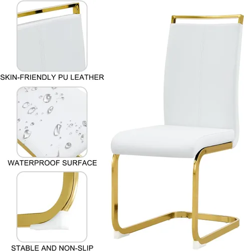 Vista 5 de JUFU Moderno juego de mesa de comedor para 6, mesa de cocina rectangular con mesa de mármol sintético y 6 sillas tapizadas de piel sintética, ideal