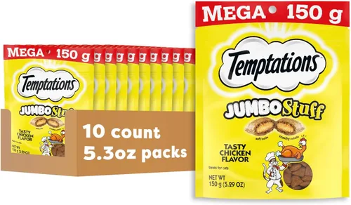 Vista 12 de Temptations Jumbo Stuff - Golosinas crujientes y suaves para gatos, sabor sabroso a pollo, bolsa de 2.5 onzas (paquete de 12)