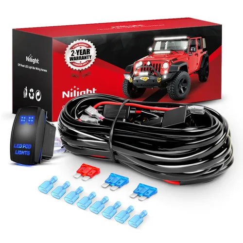 Vista 11 de Nilight - Kit de arnés con cableado para luces LED POD de 16 AWG, barra de luz LED de 12 V, interruptor basculante de 5 pines, láser de encendido