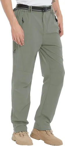 Vista 8 de TBMPOY Pantalones de senderismo y montaña, ligeros, impermeables, con cinturón, secado rápido, para hombres