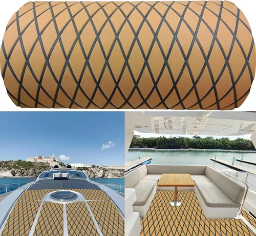 Vista 9 de Suelo de lancha de espuma EVA, cubierta de barco de teca sintética, cubierta marina, alfombrilla antideslizante para cubierta, yate, lancha motora