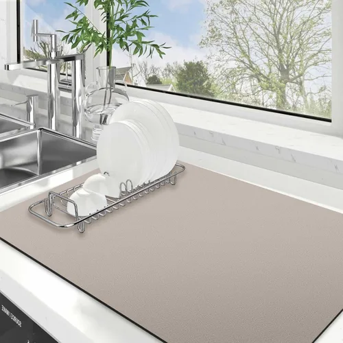 Vista 50 de WISELIFE Tapete de secado de platos súper absorbente, tapete grande para secar platos para encimera de cocina, tapete de secado de platos fácil