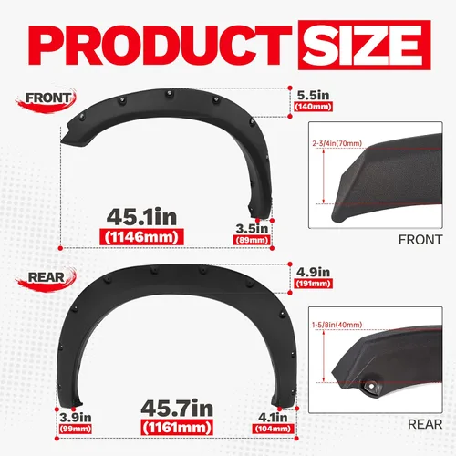 Vista 3 de ECOTRIC Guardabarros compatibles con Dodge Ram 1500/2011-2018 Ram 1500/2019-2023 Ram 1500 Classic Fleetside 2009-2010/2011-2018 Ram 1500 Classic