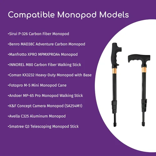Vista 7 de Adaptador de mango monopod para bastón para caminar, cabezal monopié, convertidor de mango de bastón de trekking, agarre para senderismo, escalada