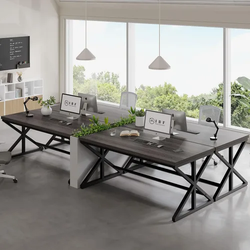Vista 26 de IBF Escritorio negro de la oficina, escritorio de madera moderno del Roble negro