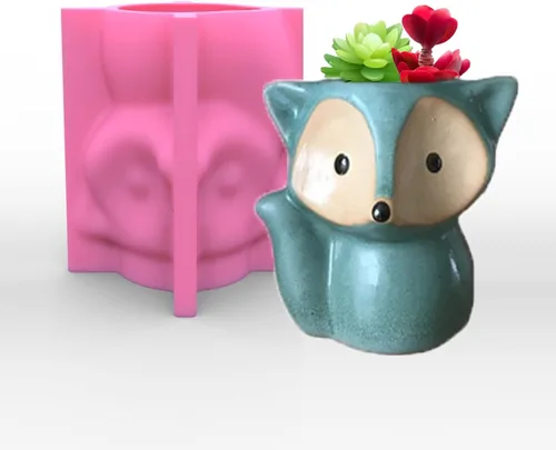 Vista 16 de Molde de silicona para macetas, moldes de silicona en forma de animal 3D para hormigón, cemento, yeso, arcilla polimérica, fundición de resina, Oso