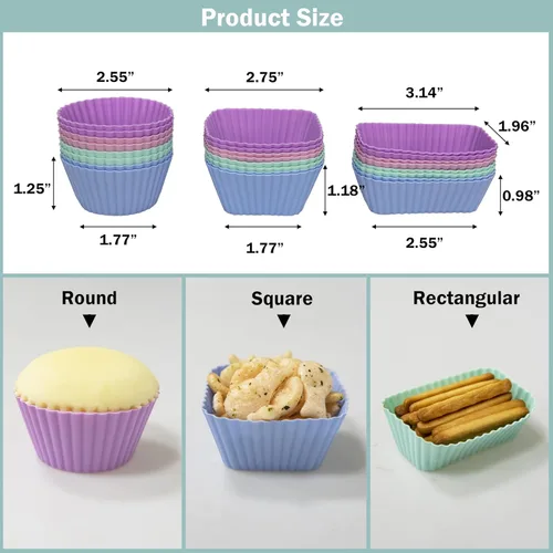 Vista 2 de Forros de silicona para cupcakes, divisores de lonchera, tazas antiadherentes de silicona para muffins, accesorios de caja Bento para niños
