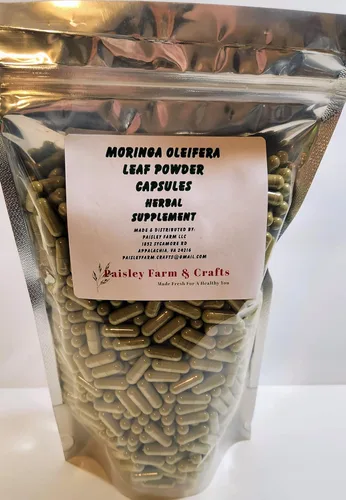 Vista 5 de Cápsulas de polvo de hoja de moringa oleifera sin GMO, naturales, 100