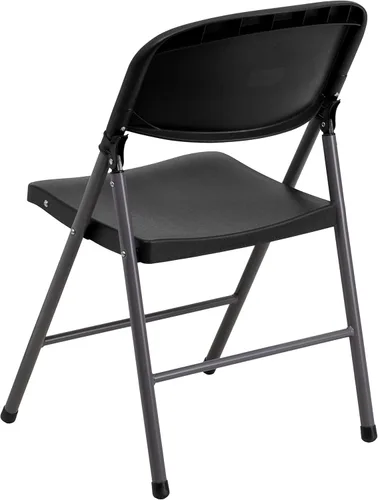Vista 7 de Flash Furniture HERCULES Series Silla plegable de plástico negro con marco de carbón de 330 libras
