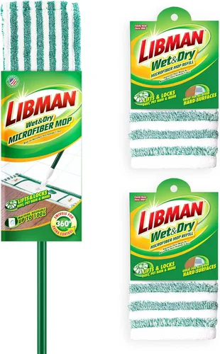 Vista 2 de Libman Recambios de mopa de microfibra húmeda y seca, mopa de polvo para suelos de madera dura, mopa de pared, mopa para limpieza de suelos, 3