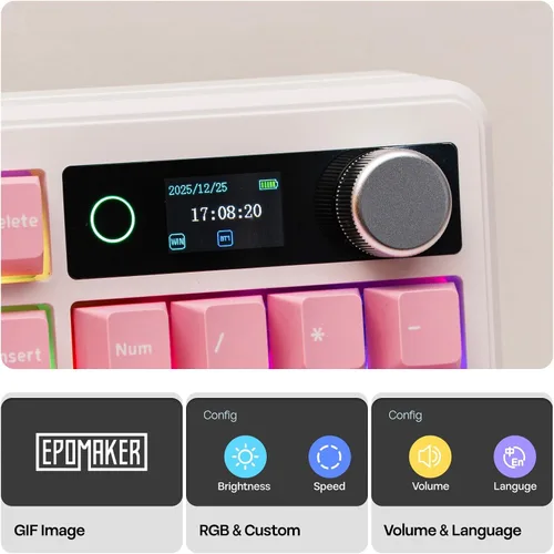 Vista 3 de EPOMAKER TH99 PRO Teclado mecánico 96% con pantalla y perilla, 10000mAh, 2.4 GHz/BT, intercambio en caliente, controlador personalizado