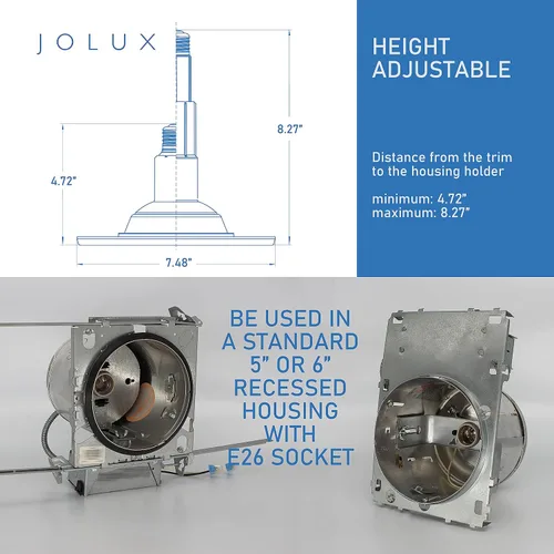Vista 5 de Jolux Iluminación LED Empotrada Retrofit 5CCT de 5/6 pulgadas, paquete de 4 unidades, ajustable 5CCT 2700K-5000K, luces empotradas de lata LED