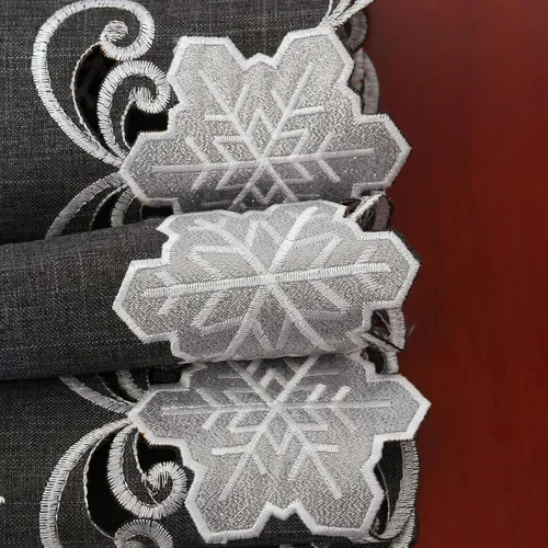 Vista 3 de Simhomsen Camino de mesa bordado de muñeco de nieve gris para decoraciones navideñas (13 x 69 pulgadas)