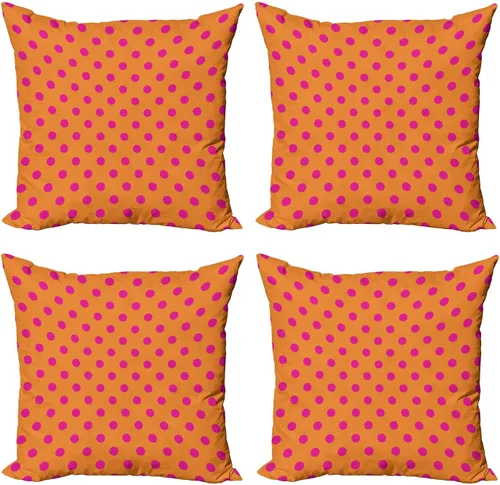 Vista 16 de Ambesonne Art Nouveau Throw Pillow Cover Set of 4, Hand Drawn Old Fashioned Chinese Blooms Leaves Shabby Pattern, Square Cushion Covers Decor for