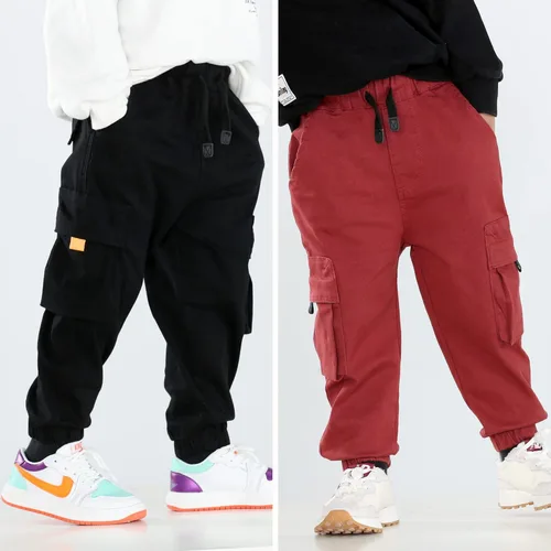 Vista 2 de MINI PANDA Pantalones para niños pequeños pantalones negros para niños o niñas 2 piezas