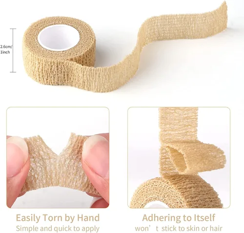 Vista 2 de Cinta elástica autoadhesiva de color de piel de 1 pulgada de ancho, vendajes envolventes para muñeca y tobillo para patas de silla y mesa