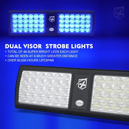 Vista 2 de Xprite - Luces estroboscópicas azules 2 en 1 para visor interior, parabrisas, luces de advertencia de emergencia para vehículos de policía