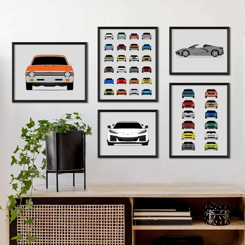 Vista 5 de Custom Car Posters Handmade Poster compatible with Chevy Camaro SS 1969 1st Generation Print Wall Art Décor - 24x36 Satin Print (Unframed)