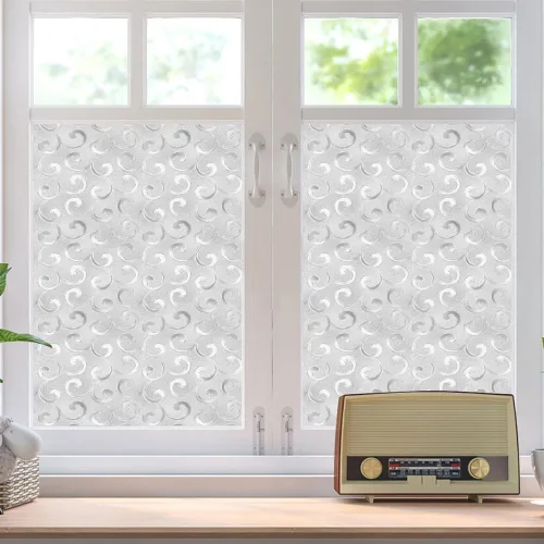 Vista 19 de Película decorativa de vidrio, película de privacidad para ventanas, película decorativa para ventanas, adherencia estática, película de vidrio