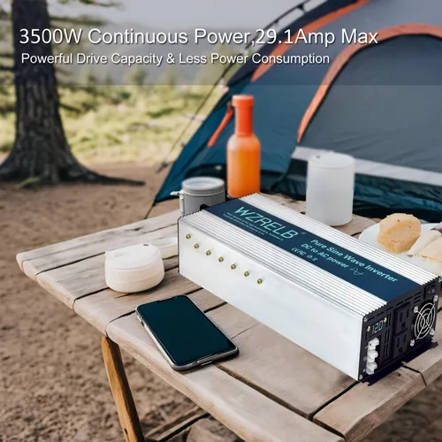 Vista 3 de WZRELB Inversor de onda sinusoidal pura de 4000 W, inversor de corriente de automóvil de 12 V CC a 110 V 120 V CA convertidor para RV, camión