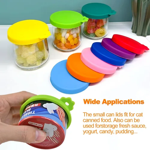 Vista 3 de Yobbai Tapas pequeñas para latas de comida para gatos de 3 onzas y 2.5 onzas, cubiertas de silicona de grado alimenticio, codificadas por colores 9