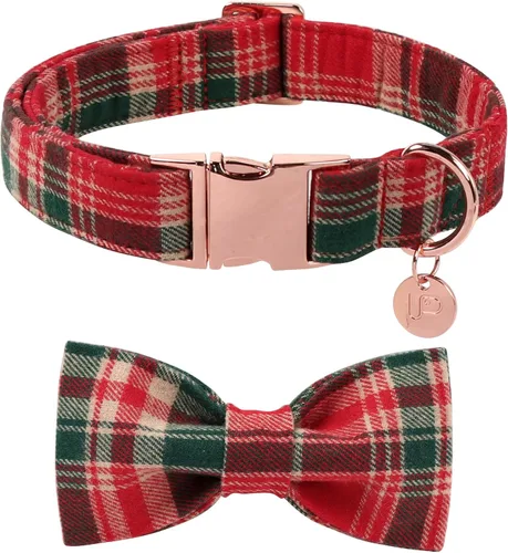 Vista 11 de Collar de Navidad para perro con pajarita, collar de Navidad para cachorros, hembras, machos, perros o gatos, collares con lazo con hebilla de metal