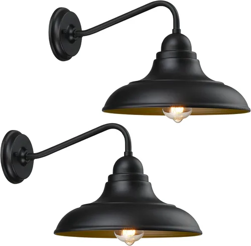 Vista 6 de Paquete de 3 luces de pared para casa de campo al aire libre, apliques de pared clásicos de granero para exteriores e interiores, 12 pulgadas