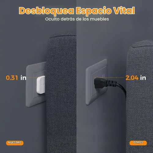 Vista 2 de TESSAN Cable de extensión de 5 pies, regleta con protección contra Gris