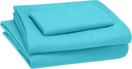 Vista 46 de LaxLinen 4 PCs Sheet Set (+30 Inch) Extra Deep Pocket Twin/Single Bed Size, Aqua Solid 600 Thread Count 100% Egyptian Cotton